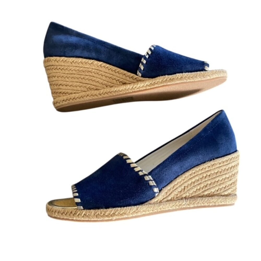 Jack Rogers Navy Palmer Suede Wedge 7